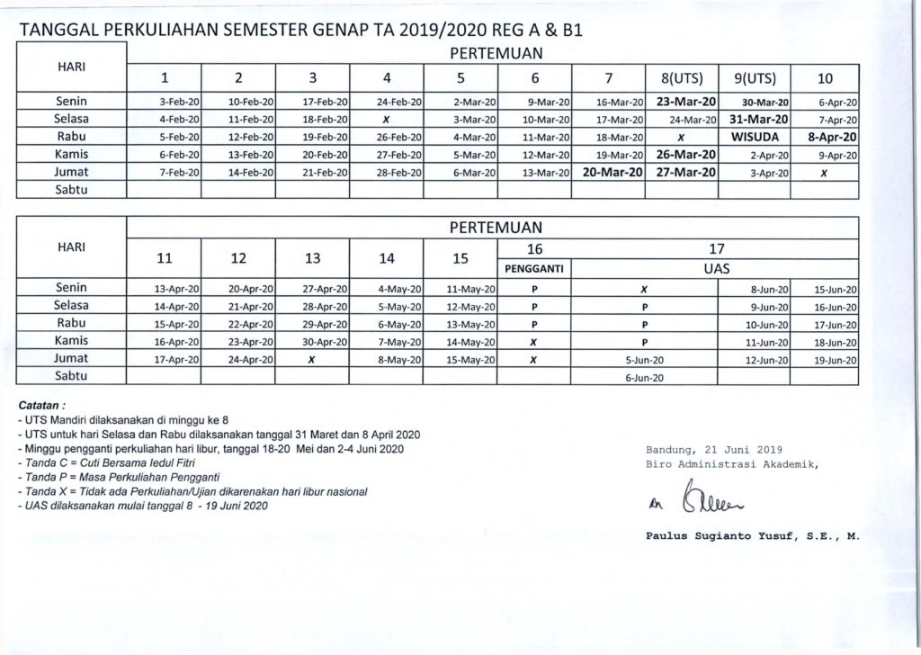  Kalender Akademik 2019 2020 Revisi 01 Dan Jadwal 